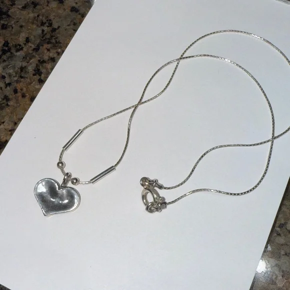 SILPADA Hammered Heart Sterling Silver Necklace N0514 - Picture 3 of 4